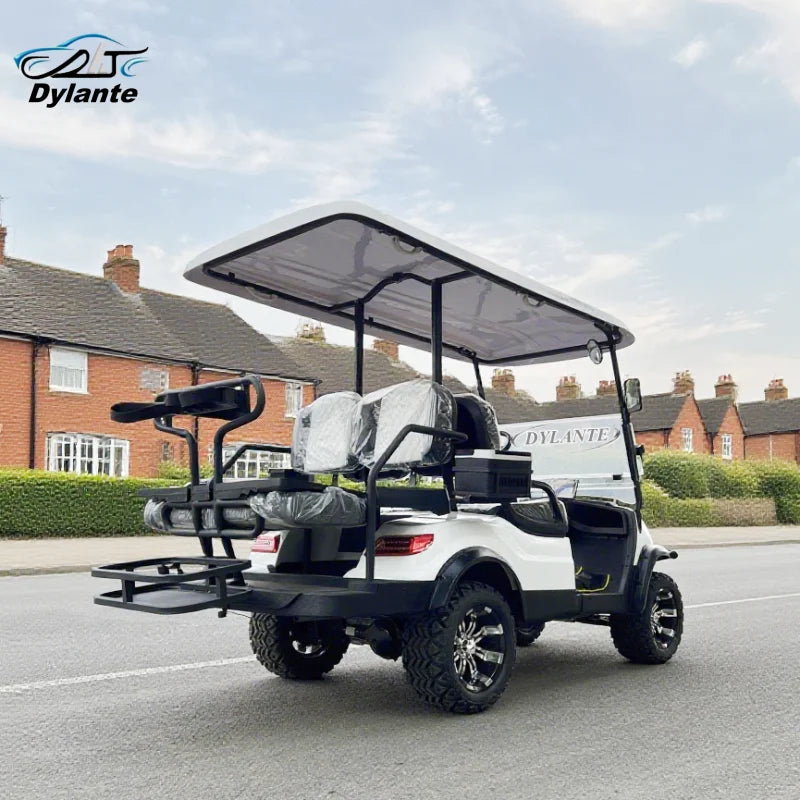 China New 2+2 Seat Electric Car Low Speed Electric Off-Road Vehicle Folding Seat Golf Cart Equipped With 48V 60V 72V Battery