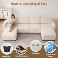 Redlife Modular Sectional Sofa Set with 2 Ottomans, U Shaped Convertible Couch with Storage, 4 Seat Convertible Sectional Couches for Large Living Room, Cloud-Like Comfort