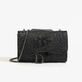 Fashion Ladies Croc Pattern Sequined Chain Crossbody Bag D‑Buckle Shoulder Messenger Handbag Women Evening Party Purse