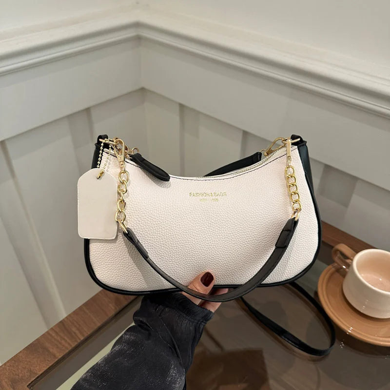 Crossbody Bag for Women Adjustable Strap Crescent Shoulder Bag PU Leather Zipper Closure Casual Handbag for Work Travel