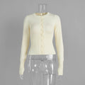 Y2K Knitted Cardigan Women European American Autumn Winter Slim Fit Long Sleeved Base Sweater