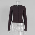 Y2K Knitted Cardigan Women European American Autumn Winter Slim Fit Long Sleeved Base Sweater