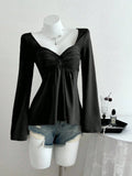 Spring and Autumn New French Design with Twisted Chest, Fashionable Style, Autumn and Winter Hoodie, Long Sleeve Top for Women