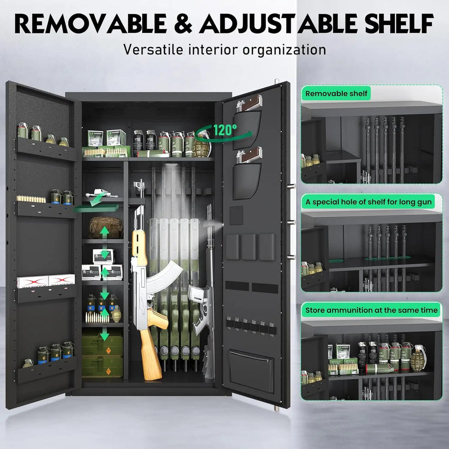 30-40 Large Gun Safe for Rifles and Pistols, Unassembled Digital Gun Safe, Rifle Safe with LCD Keypad and Adjustable Shlef