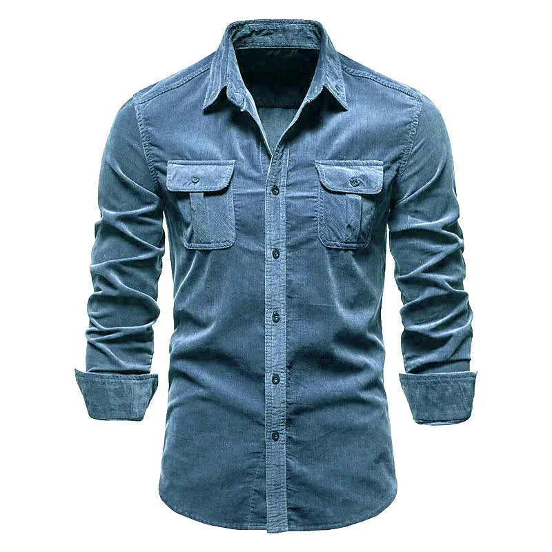 Men's New Corduroy Shirt Cotton Business Casual Long-Sleeved Coat