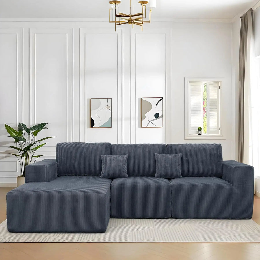 111" Boneless Couches for Living Room 3-Piece Cloud Couch Modular Sectional Deep Seat Compressed Couches for Living, Customized