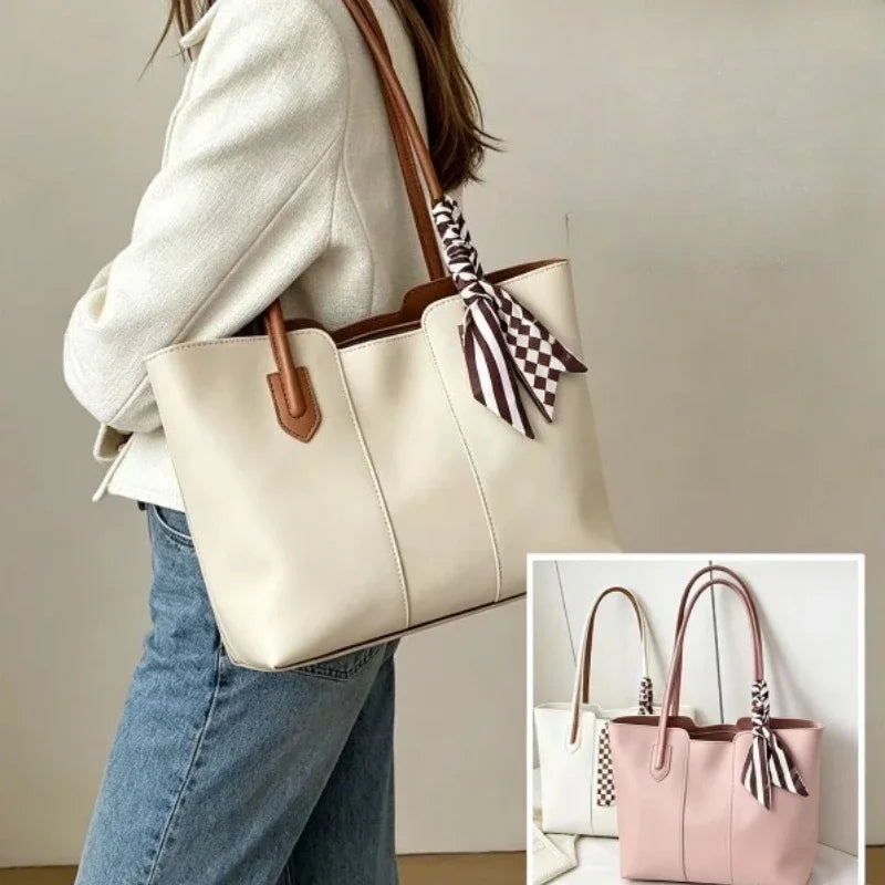 Korean Fashion Large-Capacity Tote Bag for Women Simple Commuter Shoulder Handbag Niche Texture Spring/Summer 2026