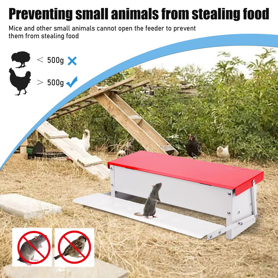 Automatic Feeder with Pedal Feet Poultry Feeder Made Of Metal Automatic Feeder Automatic Feeding Station Farming Automatic Feeder for Chickens, Ducks, Geese