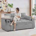 65 Convertible Sofa Bed with Pull-Out Couch, 360° Swivel Side Table, Chenille Fabric, Space-Saving Living Room Furniture, Easy A