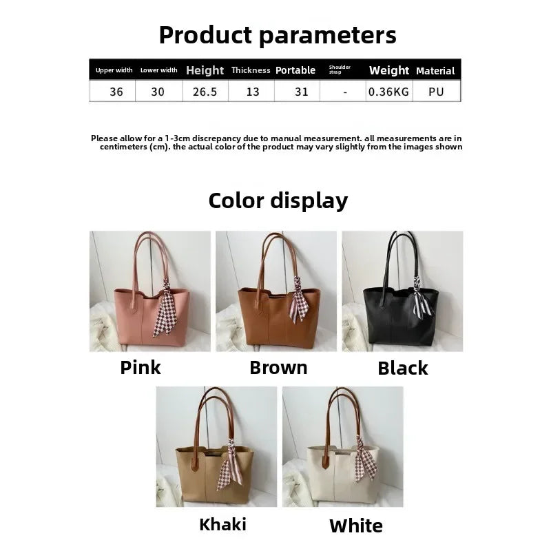 Korean Fashion Large-Capacity Tote Bag for Women Simple Commuter Shoulder Handbag Niche Texture Spring/Summer 2026