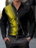 European and American Style Men's Business Casual Long-Sleeved Shirt, Twill Print Design Shirt, Versatile for Everyday Commuting