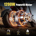 J2max 1200W Rear‑Drive Adult Electric Scooter J2max, 11‑Inch Tubeless Off‑Road Tire, 48V 18.2Ah Lithium Battery, 31Miles Long Range, One‑Touch Folding, Front‑Rear Spring Shock Absorber, Large LED Display Disc Brake E‑Scooter for All Terrain