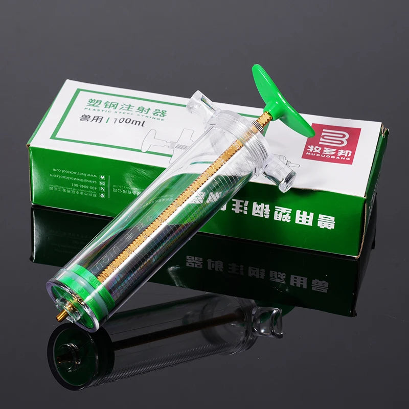 Veterinary Syringe Adjustable Dose Vaccine Injection with 10pcs 304 Stainless Steel Needle for Pig Cow Chicken Veterinary Tools