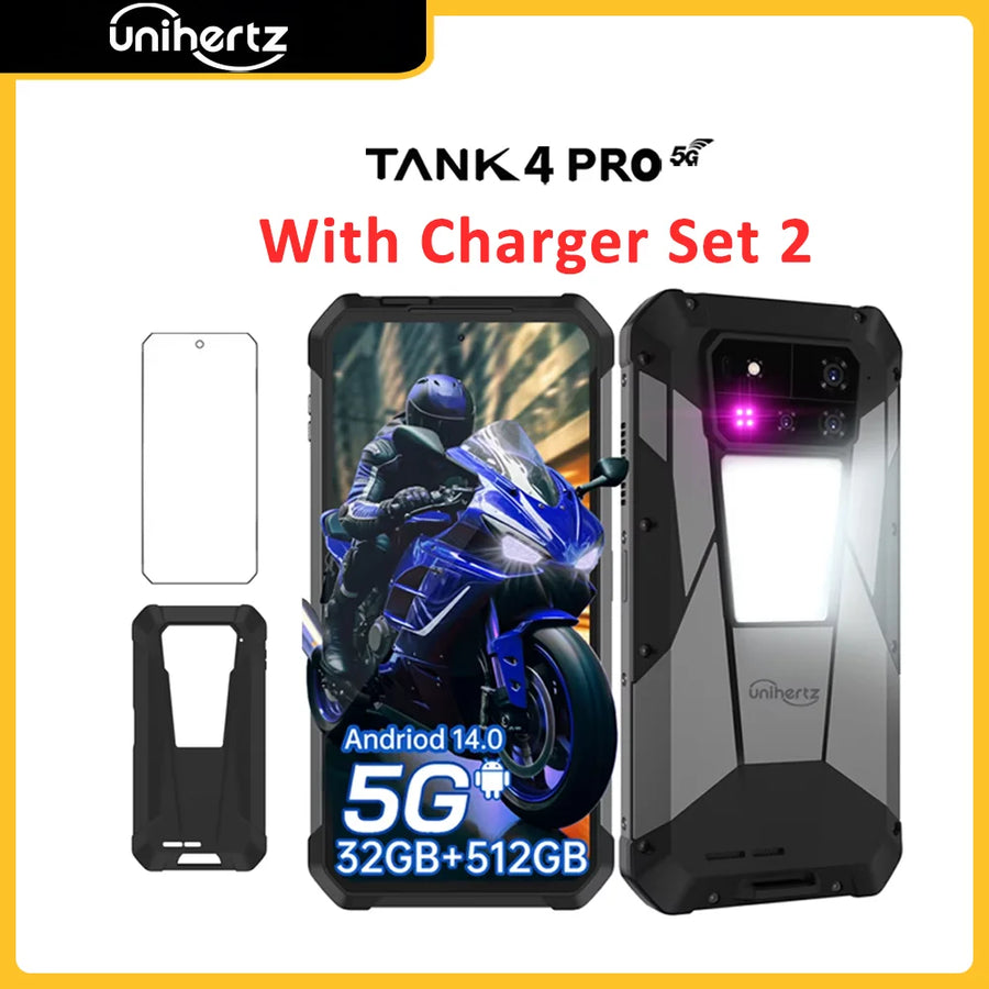 Unihertz by 8849 Tank 4 Pro 5G Phone Built-in 720P Projector Dimensity 8300 16GB/18GB 3k AMOLED 11600mAh IP68/IP69