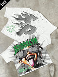 2026 Summer Men's T-shirt with Letter Print Breathable Lightweight Casual Roller Skating Hip-Hop Style Male T-shirt