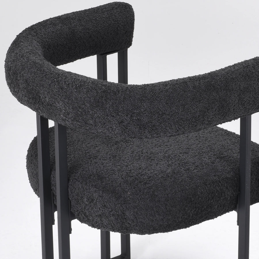 Lot de 2 chaises de salle à manger capitonnées Farini avec accoudoirs, chaises d'appoint modernes rembourrées avec cadre en métal
