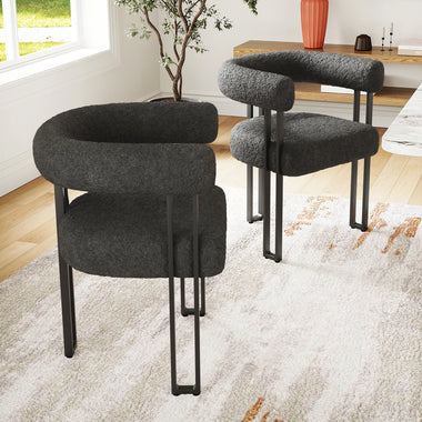 Farini Upholstered Dining Arm Chairs Set of 2, Modern Cushioned Accent Chairs with Metal Frame