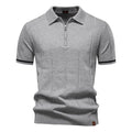 New Men's Business Casual Short-Sleeved Fashion Trend Knitted Polo Shirt with Lapel and Half-Zip Pullover Design.