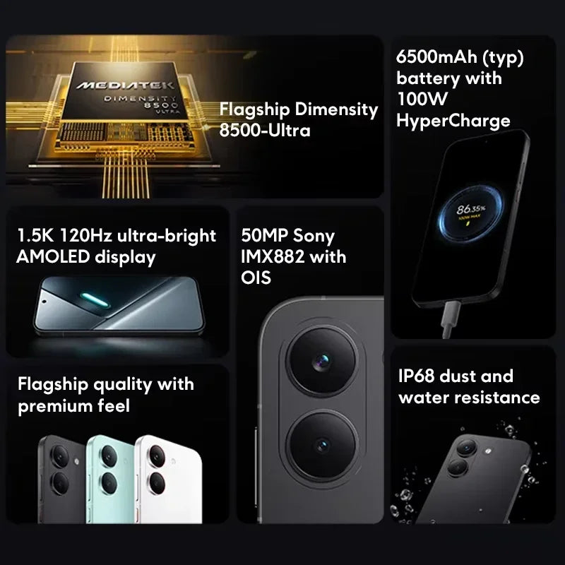 Global Version POCO X8 Pro Smartphone MTK Dimensity 8500-Ultra 6500mAh Battery 6.59" 1.5K 120Hz AMOLED Display 50MP Camera