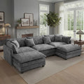 Redlife 113.4" Modular Sectional Sofa with Ottoman, Comfy Cloud Couch with Deep Seat (23.6" D), Solid Wood Frame,for Living Room
