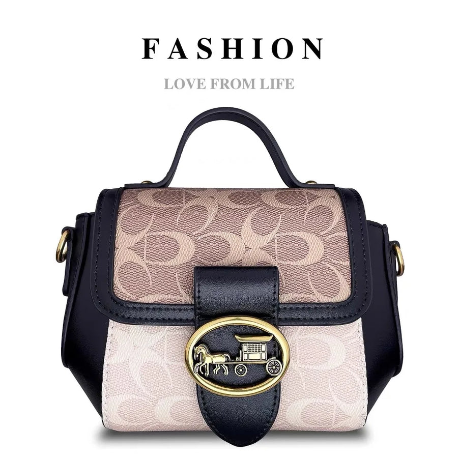 New minimalist and fashionable small handbag, contrasting color women's bag, high-end carriage crossbody bag, portable box bag
