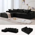 108" L-Shaped Boneless Corduroy Modular Sofa, Fluffy Sectional with Deep Seat & Side Chaise, Custom