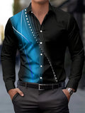 European and American Style Men's Business Casual Long-Sleeved Shirt, Twill Print Design Shirt, Versatile for Everyday Commuting