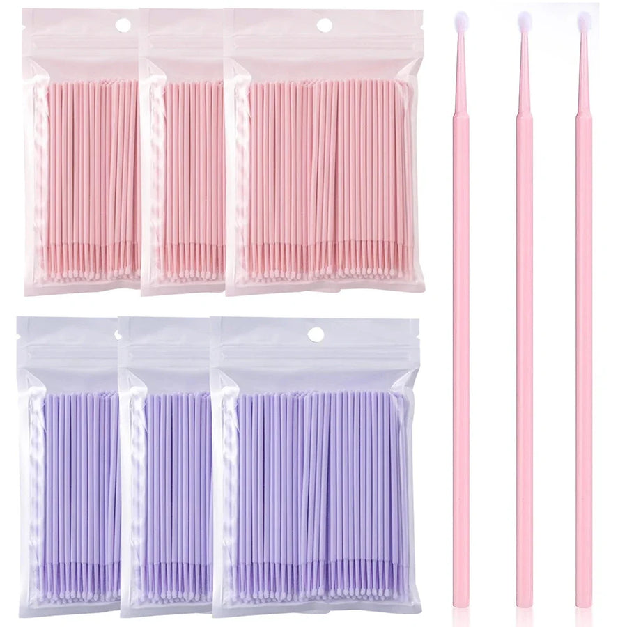 100Pcs Disposable Micro Cotton Swabs Lash Extension Cleaning Brush Household Salon Makeup Supply