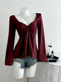 Spring and Autumn New French Design with Twisted Chest, Fashionable Style, Autumn and Winter Hoodie, Long Sleeve Top for Women