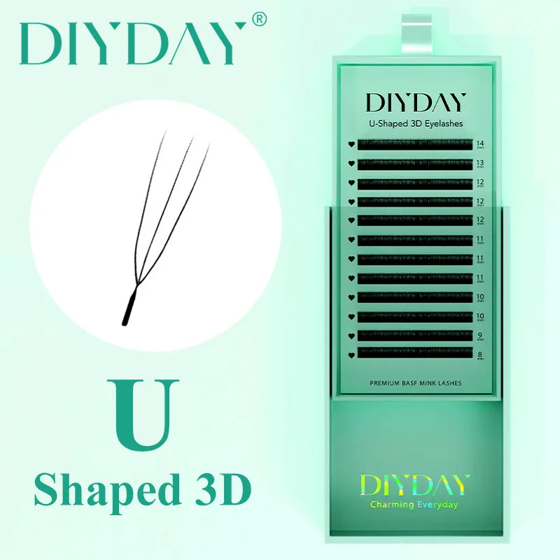 DIYDAY U-shaped 3D 4D 5D 6D Eyelash Extension New Style U Shape W Bloom Lashes Premade Fans Lightweight Fluffy Mink Faux Eyelash