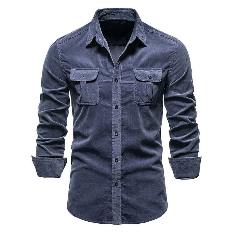 Men's New Corduroy Shirt Cotton Business Casual Long-Sleeved Coat