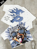 2026 Summer Men's T-shirt with Letter Print Breathable Lightweight Casual Roller Skating Hip-Hop Style Male T-shirt