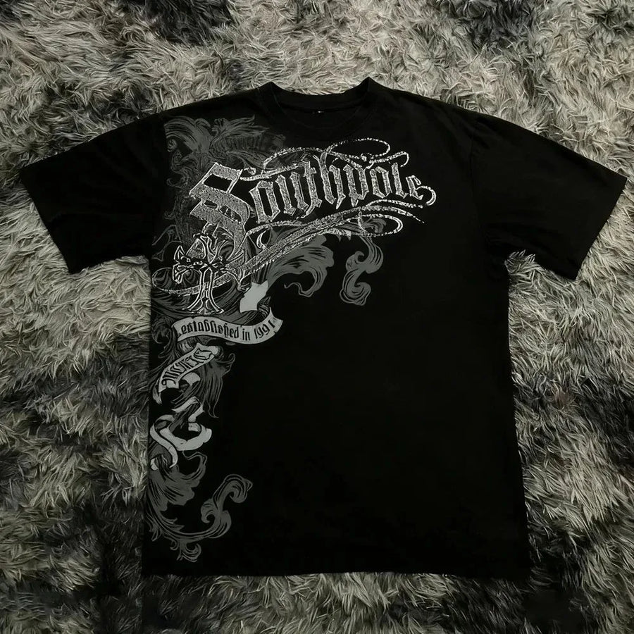 2025 Summer New Men's T-shirt Breathable sweat-absorbing casual roller skating Jesus print Hip-hop Men's T-shirt