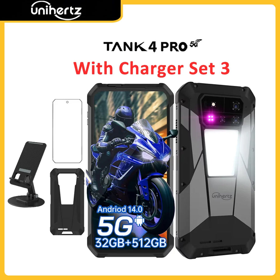 Unihertz by 8849 Tank 4 Pro 5G Phone Built-in 720P Projector Dimensity 8300 16GB/18GB 3k AMOLED 11600mAh IP68/IP69