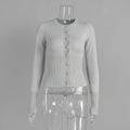 Y2K Knitted Cardigan Women European American Autumn Winter Slim Fit Long Sleeved Base Sweater