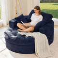 MAXYOYO Oversized Round Chaise Lounge Sofa, Upholstered Lounge Chair with 3 Pillows, Boneless Sofa Couch with Ottoman,Deep Seat