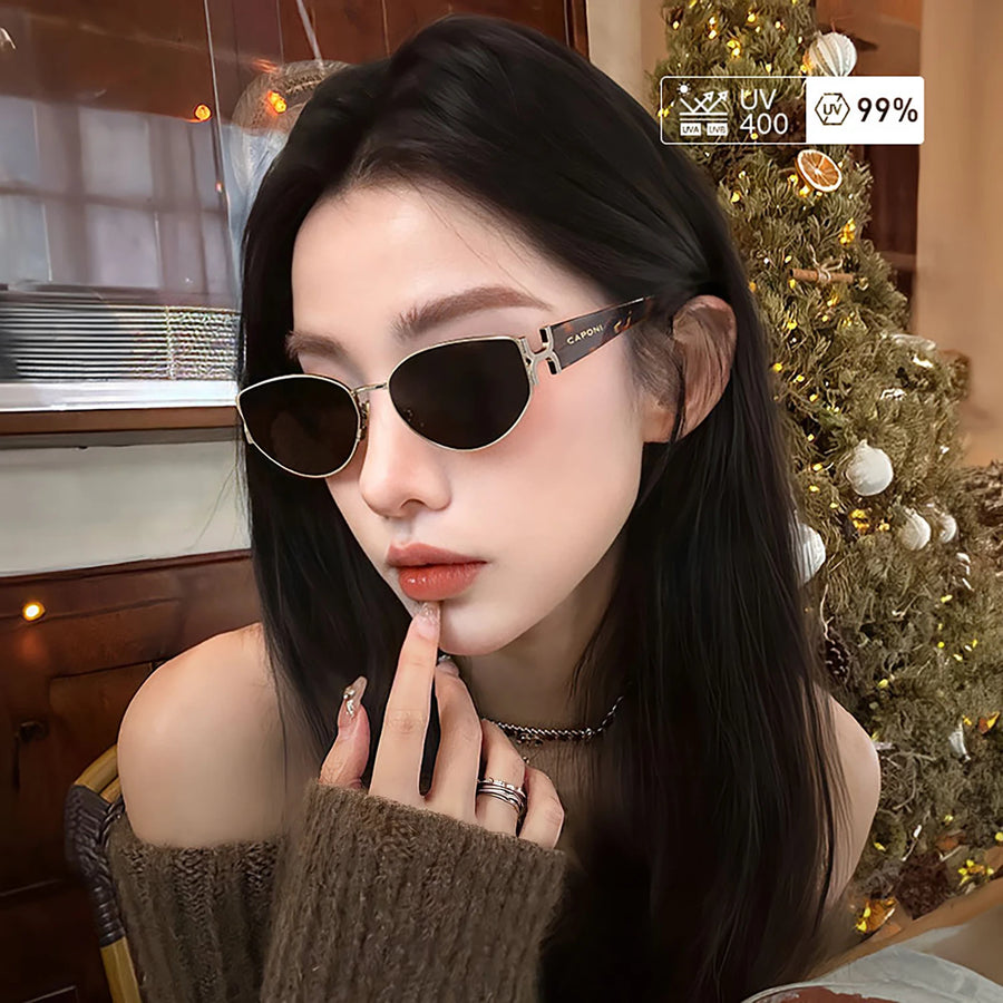 CAPONI Luxury Women Polarized Sunglasses Vintage Acetate Outdoor Original Design Eyewear UV400 Protection Brown Shade CP34020