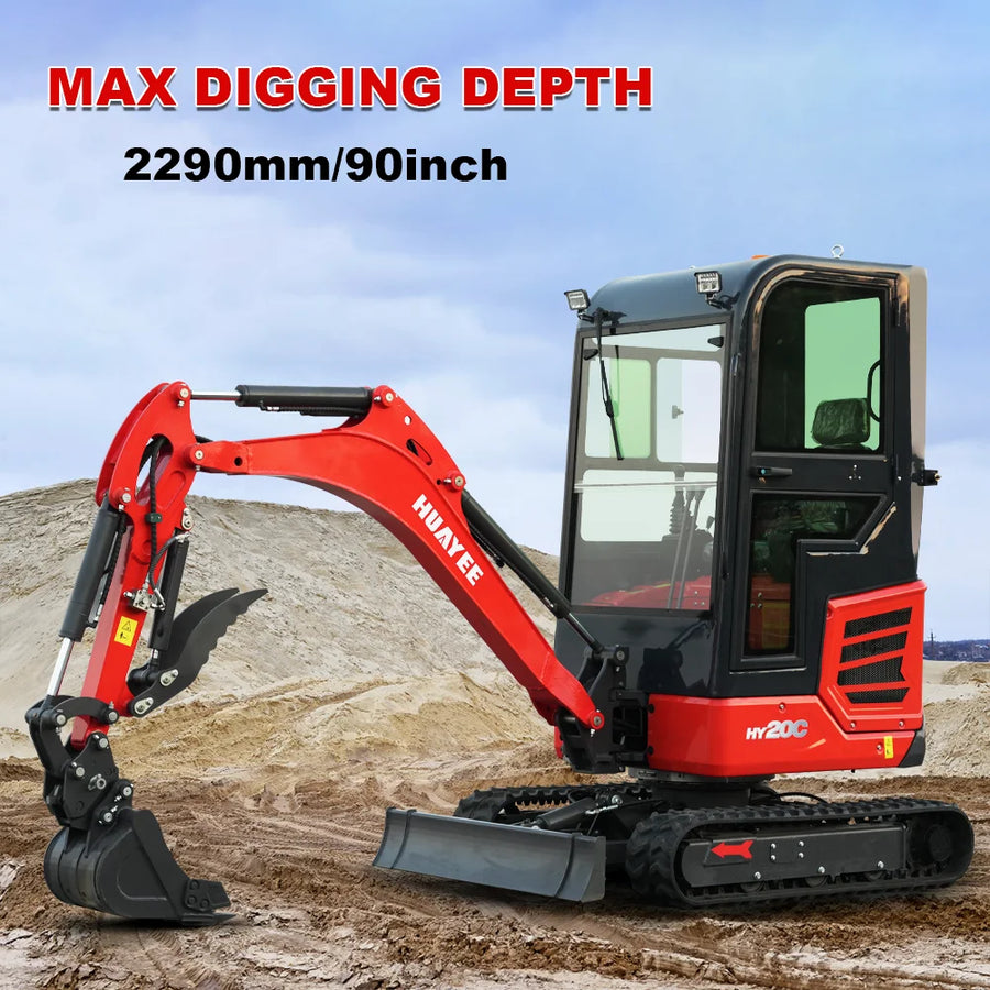 2-Ton Mini Excavator (Powered by Kubota Engine) — Equipped with Cab; Customization Available.