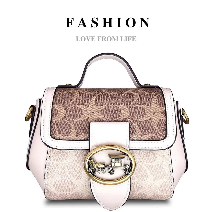 New minimalist and fashionable small handbag, contrasting color women's bag, high-end carriage crossbody bag, portable box bag