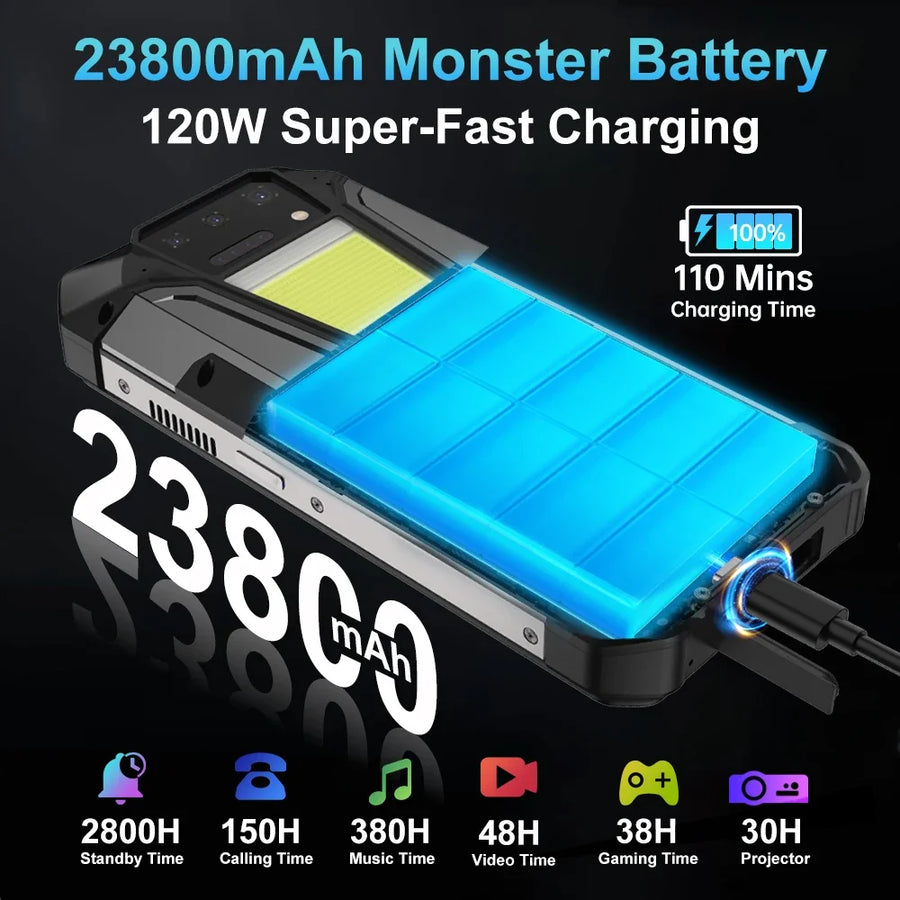 8849 Tank 2 PRO Smartphone robuste avec projecteur Écran 6,79" 2,4K 24 Go 512 Go Téléphone portable 23800 mAh 120 W Téléphone Android 14
