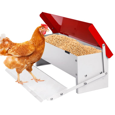 Automatic Feeder with Pedal Feet Poultry Feeder Made Of Metal Automatic Feeder Automatic Feeding Station Farming Automatic Feeder for Chickens, Ducks, Geese