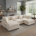 Redlife 113.4" Modular Sectional Sofa with Ottoman, Comfy Cloud Couch with Deep Seat (23.6" D), Solid Wood Frame,for Living Room