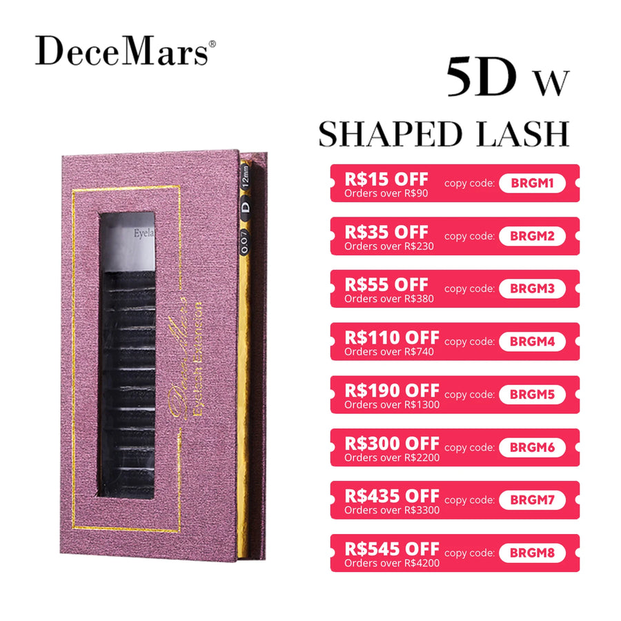 DeceMars 5D - W Shaped Eyelash Extension (12line/Tray)