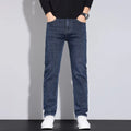 2025 men's fashion business jeans classic style casual elastic slim fit jeans men's denim pants black blue