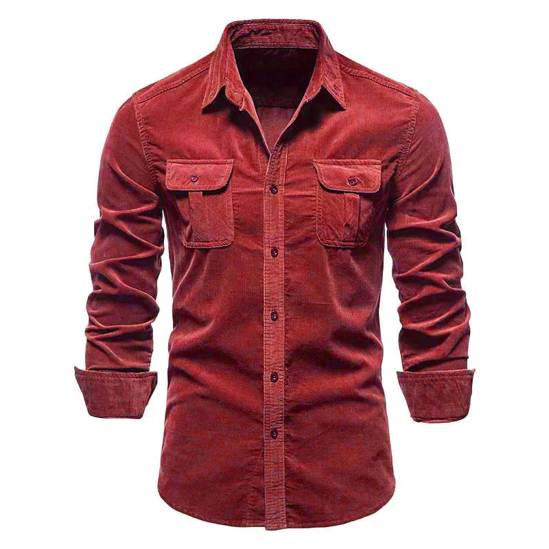 Men's New Corduroy Shirt Cotton Business Casual Long-Sleeved Coat