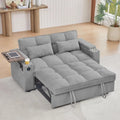 65 Convertible Sofa Bed with Pull-Out Couch, 360° Swivel Side Table, Chenille Fabric, Space-Saving Living Room Furniture, Easy A