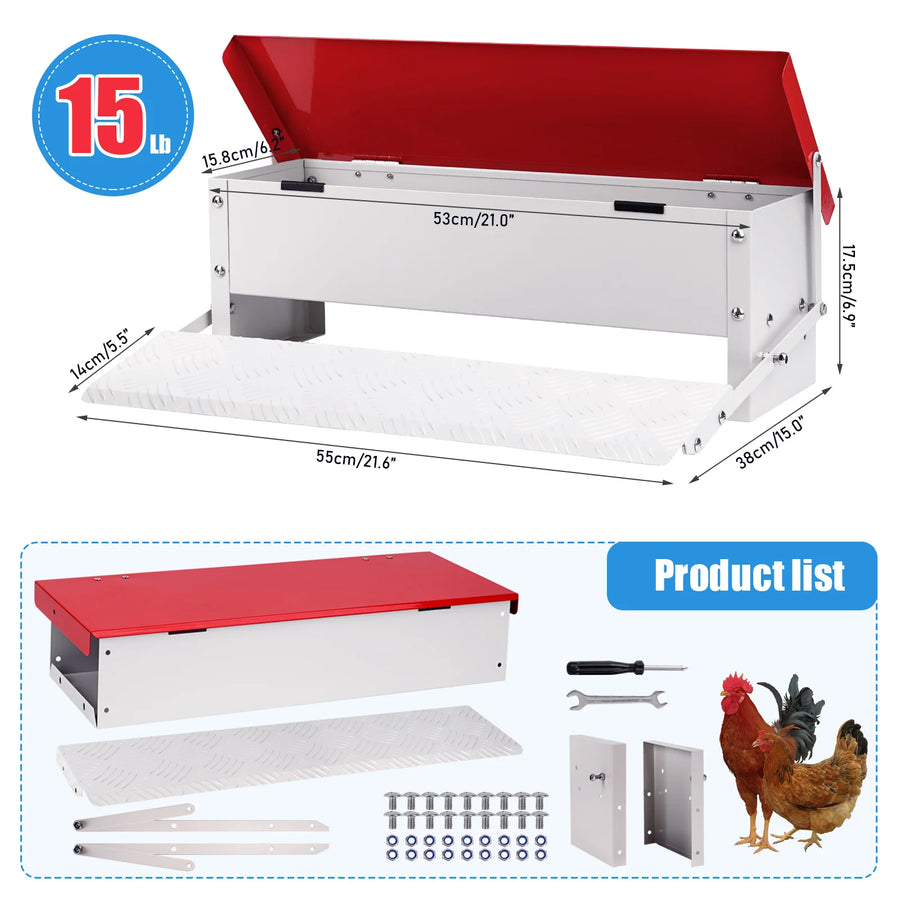 Automatic Feeder with Pedal Feet Poultry Feeder Made Of Metal Automatic Feeder Automatic Feeding Station Farming Automatic Feeder for Chickens, Ducks, Geese