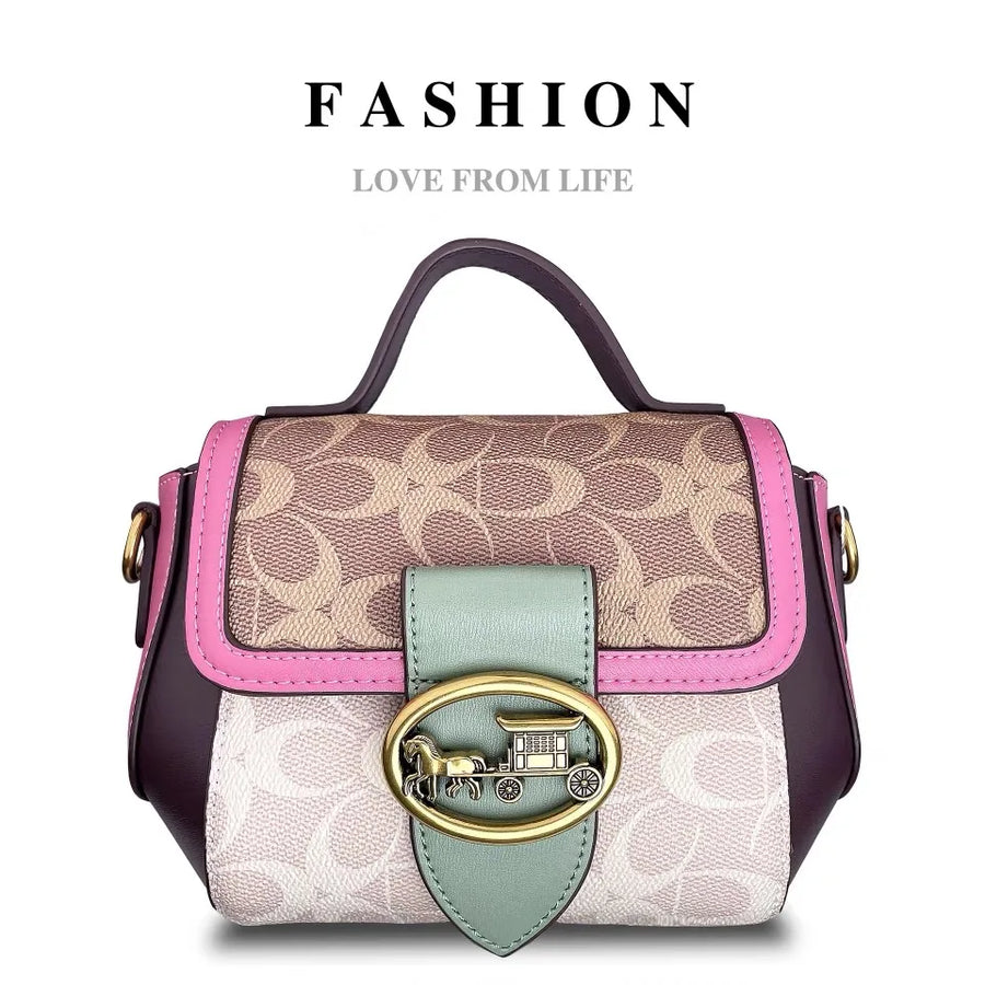 New minimalist and fashionable small handbag, contrasting color women's bag, high-end carriage crossbody bag, portable box bag