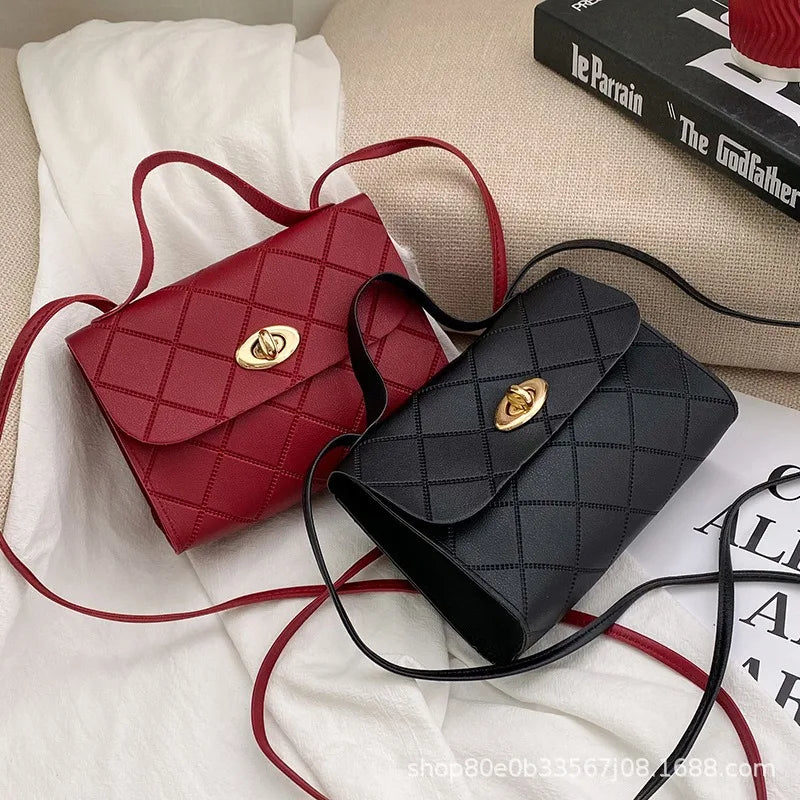 Rhombus striped square bag women handbags2025 Korean version handbag foreign trade wholesale fashion bag