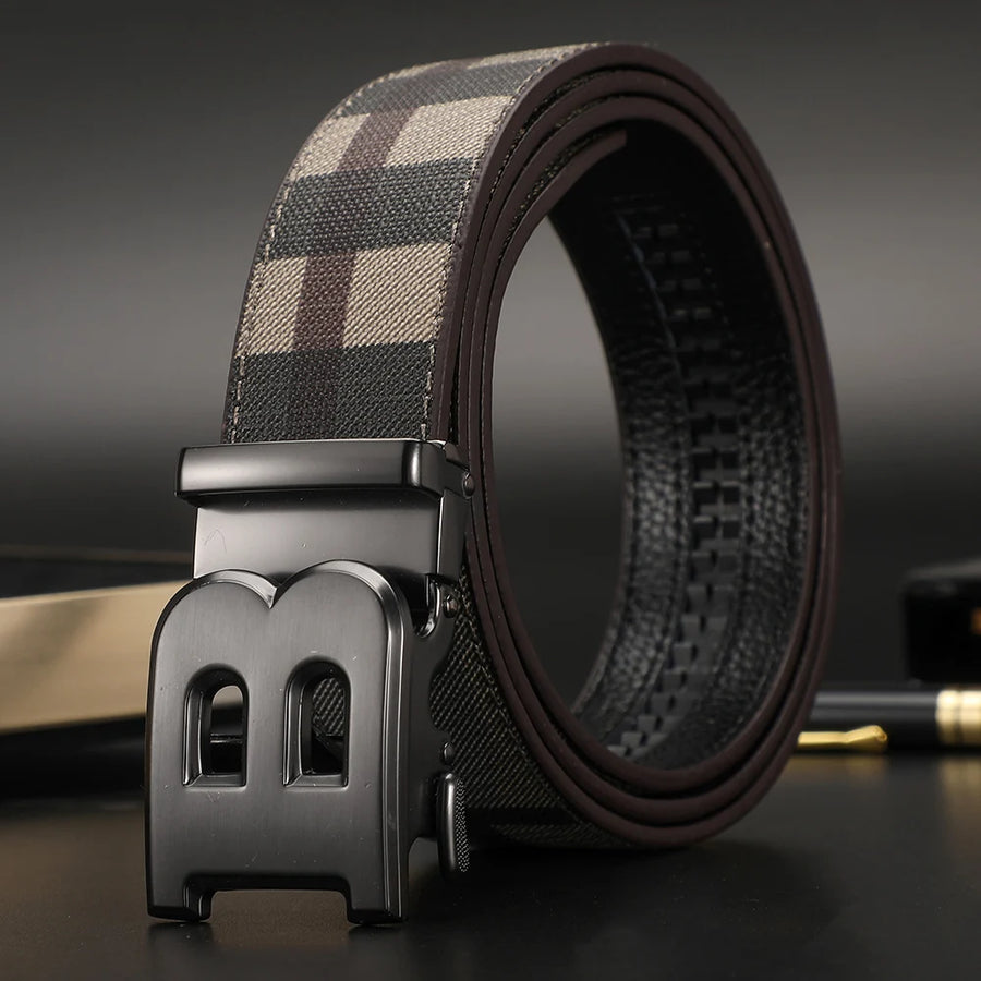 High Quality Leather Belt Men Luxury Brand Designer fashion Canvas Belts for Men Strap Male Metal Automatic Buckle Belt